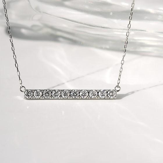 ダイヤモンド 天然石 ラインネックレス 0.5ct K18 レディース 