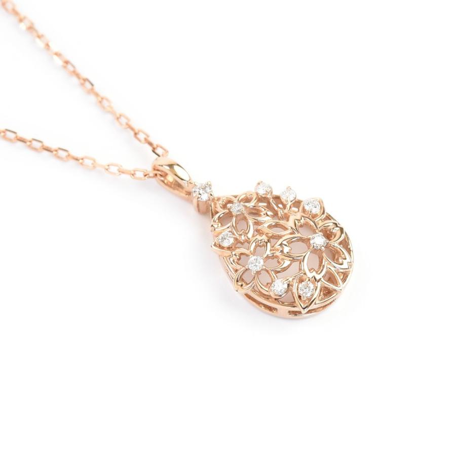 K18 さくらモチーフ No.1 ダイヤモンド 天然石 ペンダント sakurairo