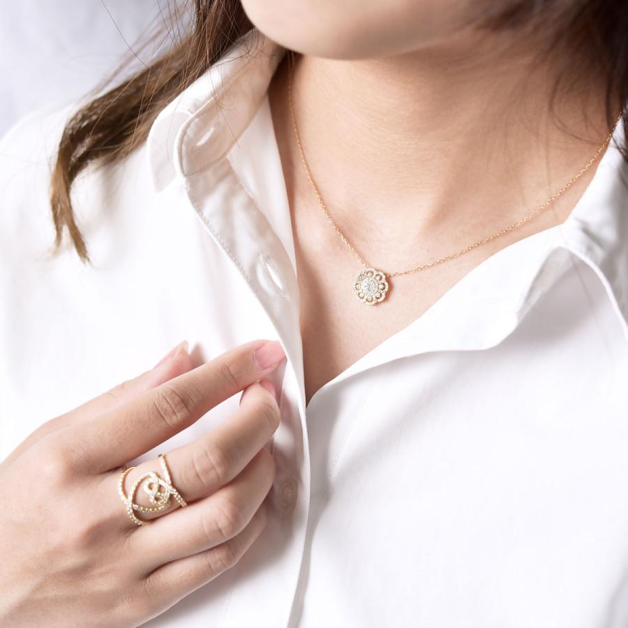 見積り対応商品】ダイヤモンド 天然石 フラワーモチーフ ネックレス