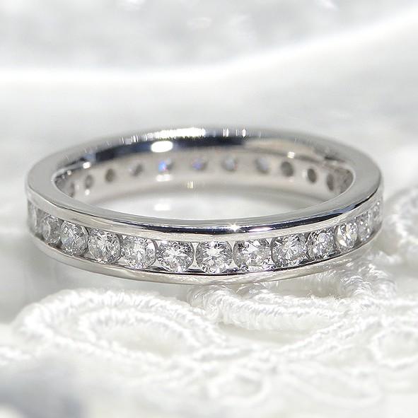 ダイヤモンド 天然石 フルエタニティリング 1.0ct K18 プラチナ Pt950