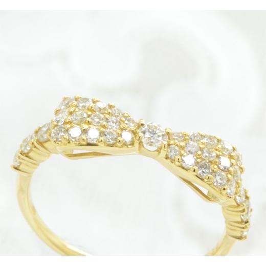 【フェア対象品】K18 ダイヤモンド 天然石 リボンリング 0.5ct 送料無料 18k 18金 [diar0079]の画像