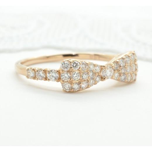 【フェア対象品】K18 ダイヤモンド 天然石 リボンリング 0.5ct 送料無料 18k 18金 [diar0079]の画像