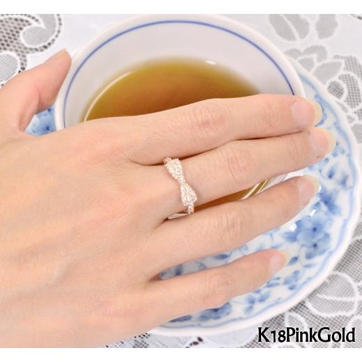 【フェア対象品】K18 ダイヤモンド 天然石 リボンリング 0.5ct 送料無料 18k 18金 [diar0079]の画像