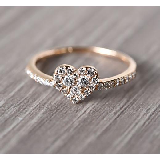 K18 ダイヤモンド ハート パヴェリング 0.3ct 指輪 レディース 