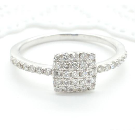 K18 0.28ct ダイヤモンド 天然石 スクエア パヴェリング 18k 18金 パヴェ リング [diar0081]の画像