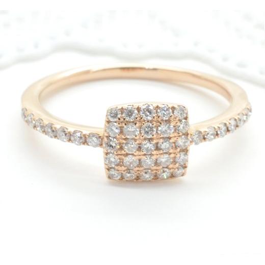 K18 0.28ct ダイヤモンド 天然石 スクエア パヴェリング 18k 18金 パヴェ リング [diar0081]の画像