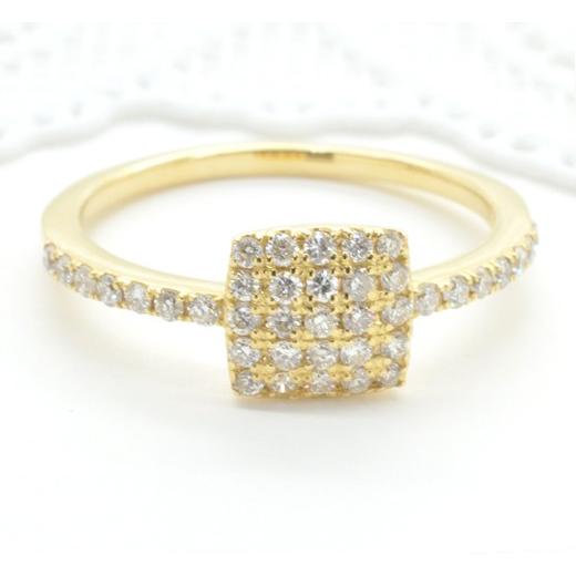 K18 0.28ct ダイヤモンド 天然石 スクエア パヴェリング 18k 18金 パヴェ リング [diar0081]の画像