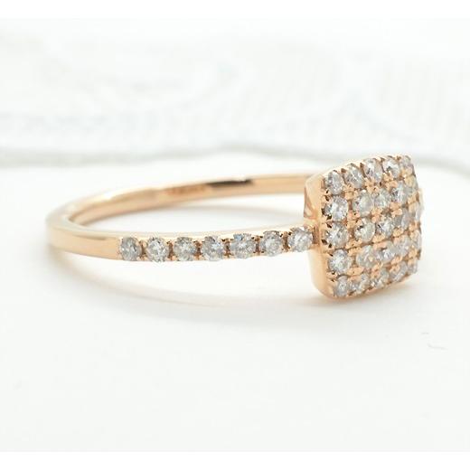 K18 0.28ct ダイヤモンド 天然石 スクエア パヴェリング 18k 18金 パヴェ リング [diar0081]の画像