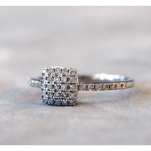 K18 0.28ct ダイヤモンド スクエア パヴェリング 18k 18金 パヴェ  