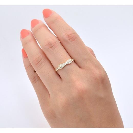 フェア対象品】K18 0.3ct ダイヤモンド 天然石 リボンリング 18k 18金 