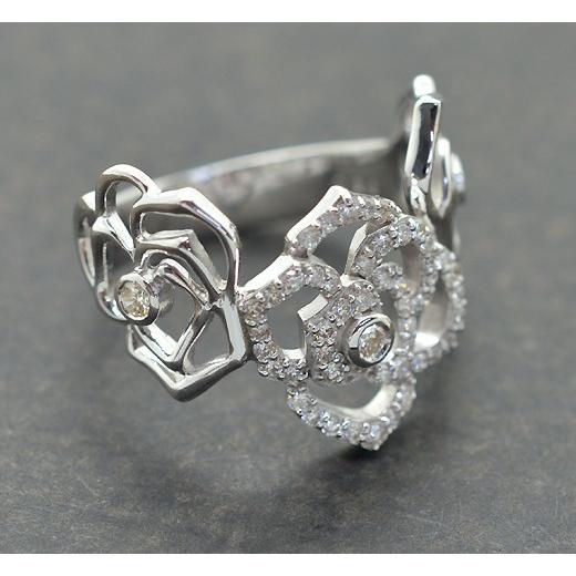 K18 コンビ ダイヤモンド ローズ リング 18k 18金 ダイアモンド 
