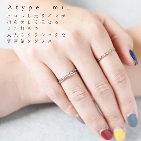 K18 ダイヤモンド 天然石 クロス リング ミル打ち ツイスト 2typeから選べる 指輪 レディース ジュエリー[diar0106]の画像