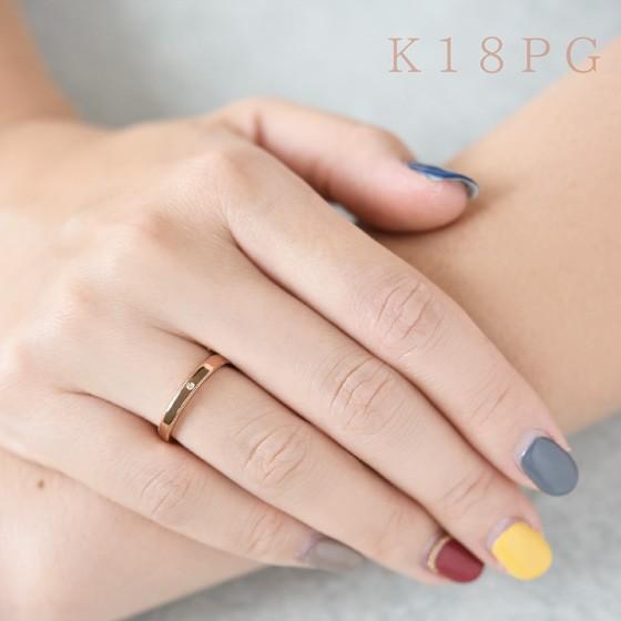 K18 一粒ダイヤモンド 天然石 ミル打ち リング ダイヤ 18k レディース 指輪 cozy [diar0111]の画像
