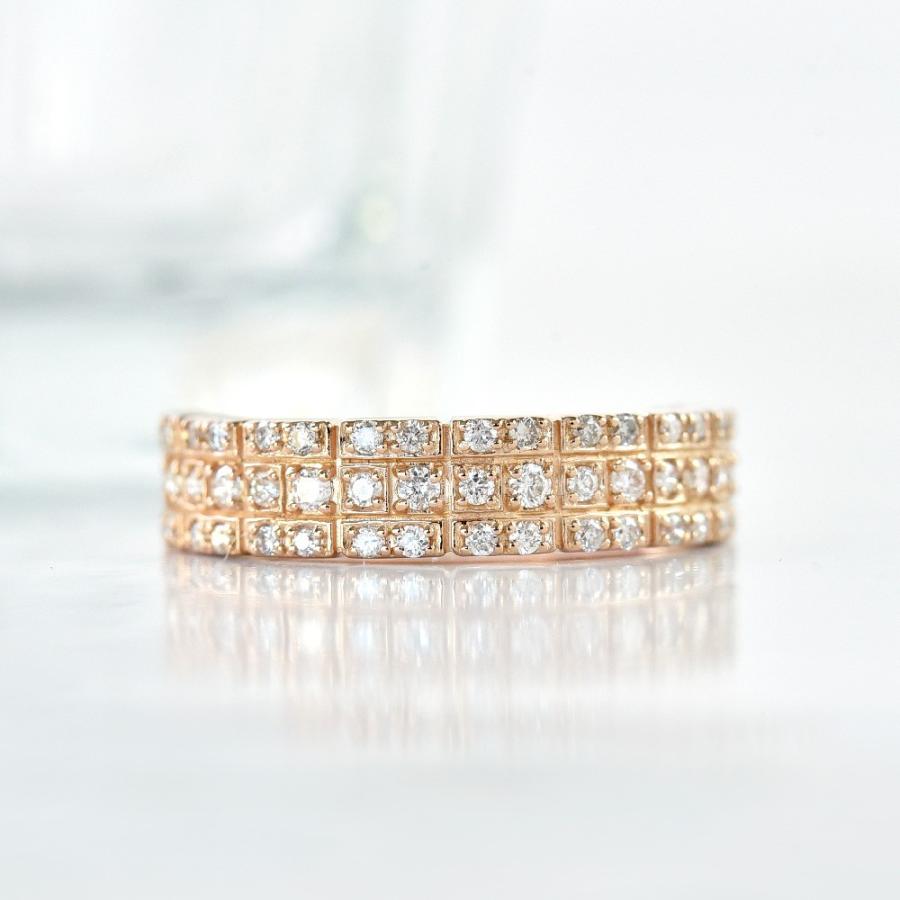 K18 パヴェ ダイヤモンド 天然石 リング 0.35ct プラチナ作製対応