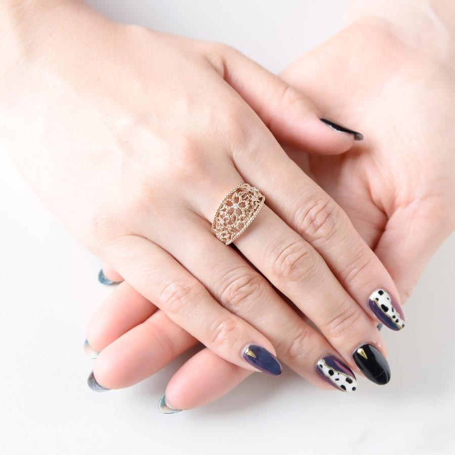 見積り対応商品】K18 さくらモチーフ No.9 ダイヤモンド 天然石 リング