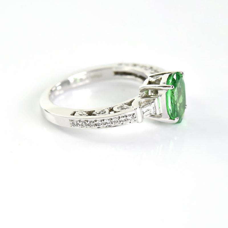 グリーンガーネット リング 指輪 Pt900 プラチナ 1.54ct ダイヤモンド