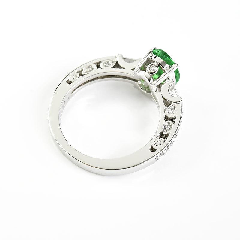 グリーンガーネット リング 指輪 Pt900 プラチナ 1.54ct ダイヤモンド