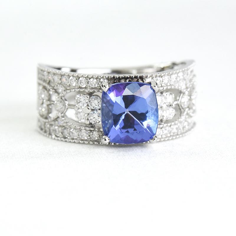 タンザナイト リング 指輪 Pt950 プラチナ 1.78ct ダイヤモンド 天然石