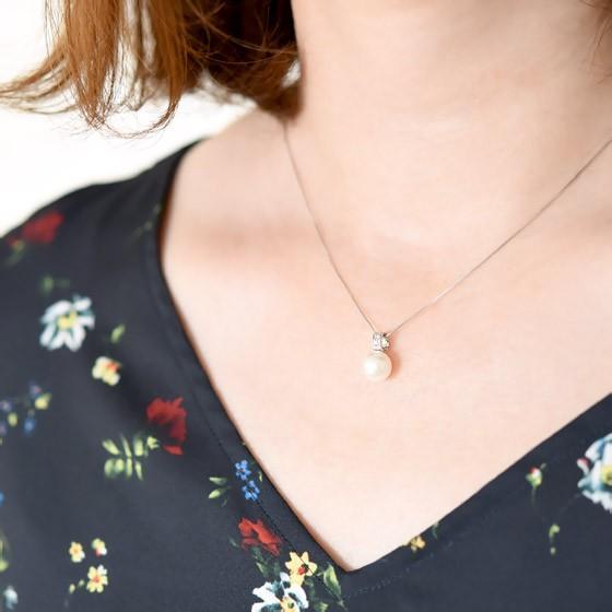 K18 アコヤパール 7.5mm ダイヤモンド 天然石 ネックレス Drum 18k 18
