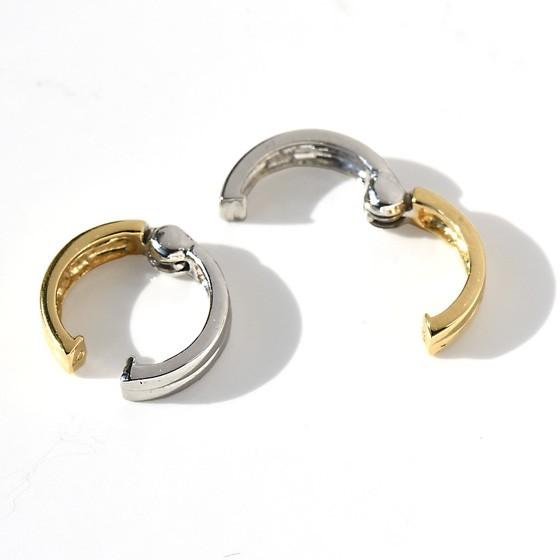 ピアリング 正規品 K18 ライン リバーシブル イヤリング 正規