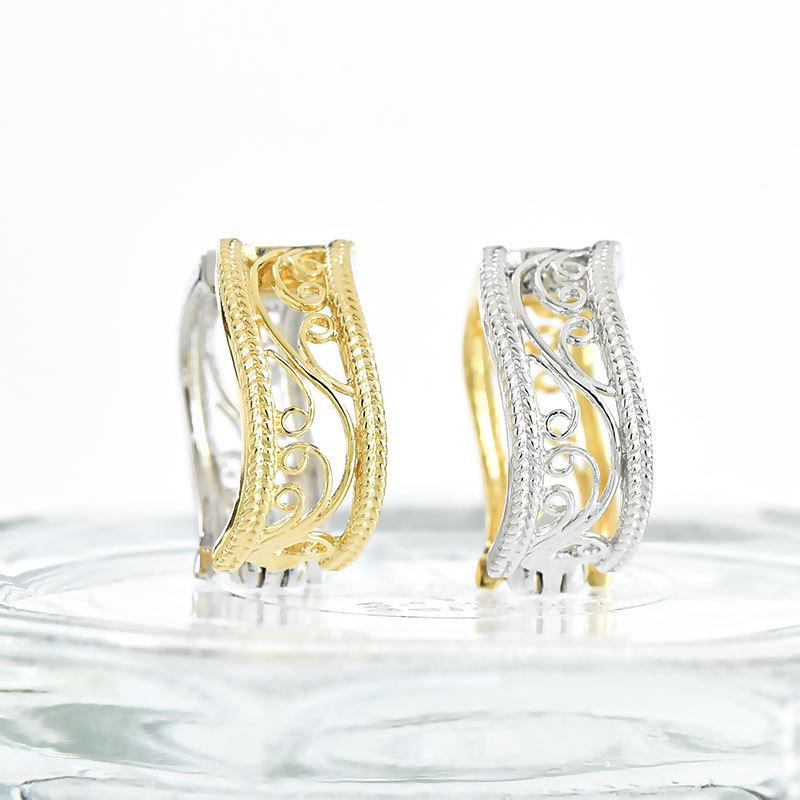 ピアリング 18k コンビ 大振り 大ぶり イヤリング ピアリング社 正規品 Lihnlan リンラン [pieg0042]の画像