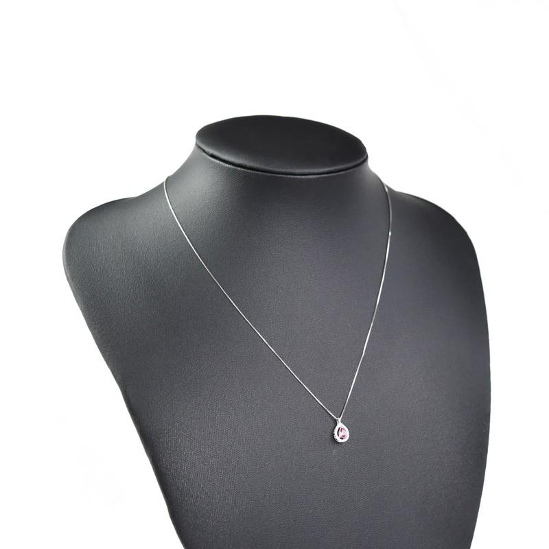 数量限定 パパラチアサファイア 0.2ct ネックレス Pt950 プラチナ ダイヤモンド 天然石 パパラチヤ [pprp0004]の画像