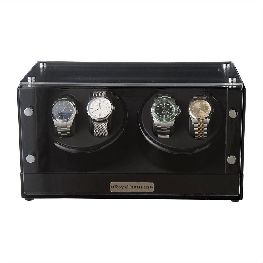 美品  Hausen ウォッチワインダ 4本巻 ワインディングマシーン ワインディングマシーン 4本巻 自動巻き 腕時計 ロイヤル