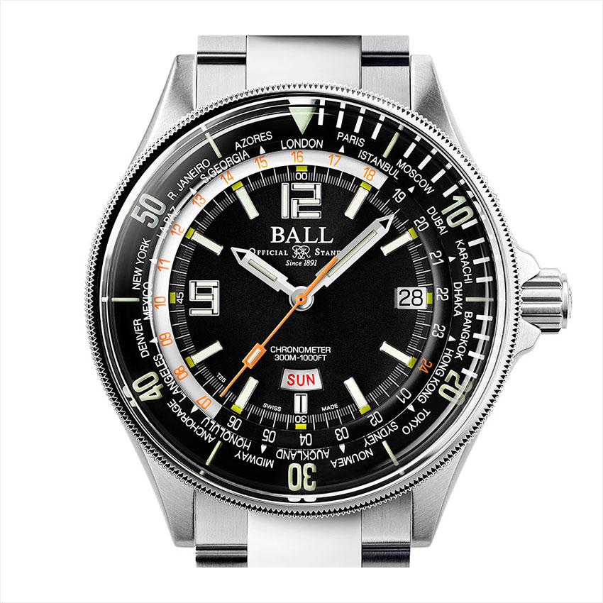 正規品 ボールウォッチ 時計 DIVER WORLD TIME ダイバー ワールドタイム 腕時計 限定品 メンズ BALL Watch ブラック メタルブレス | BALL Watch | 01