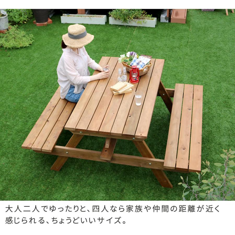 日本製ひのきピクニックテーブル（防腐加工）ブラウン｜venusclub｜05