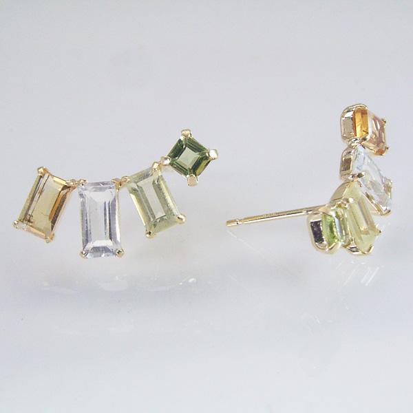 ヴィーナスジュエリー ピアス 18金 ゴールド シトリン ホワイト