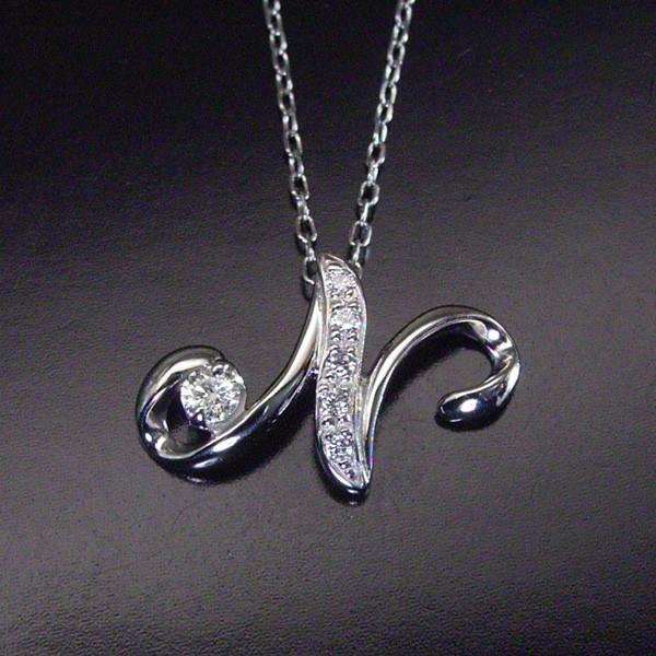 ネックレス イニシャル プラチナ 天然 ダイヤモンド Pt900 アクセサリー  2営業日前後の発送予定の画像