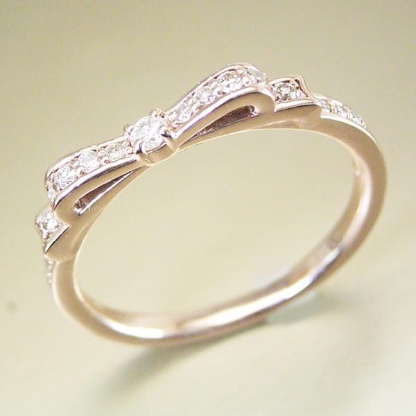 ヴィーナスジュエリー 指輪 リング リボン K18ピンクゴールド 天然