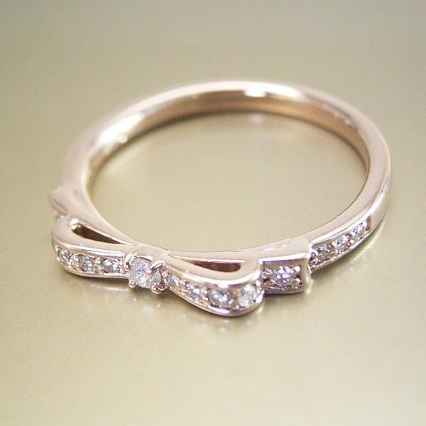 ヴィーナスジュエリー 指輪 リング リボン K18ピンクゴールド 天然