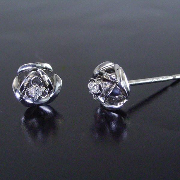 ピアス プラチナ 薔薇 ローズ バラ ばら 天然 ダイヤモンド Pt900 アクセサリー 2営業日前後の発送予定 sdの画像