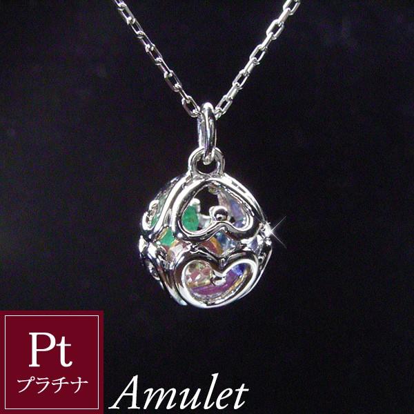 プラチナ アミュレット ネックレス 選べる ラウンド ハート pt 2営業日前後の発送予定｜venusjewelry