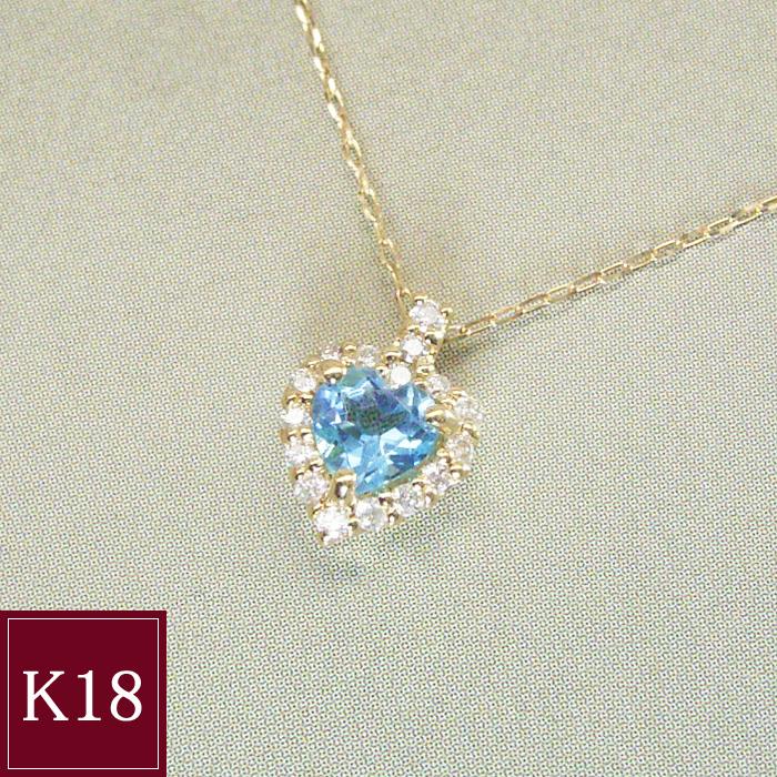 ヴィーナスジュエリー ネックレス 18金 ハートシェイプカット ブルー