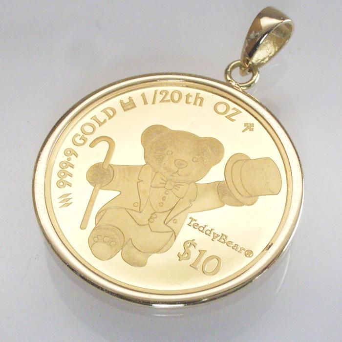 2026年限定品 純金 コインネックレス 金貨 24金 K24 1/20oz テディベア ペンダントトップのみ 世界1000枚限定 2営業日前後の発送の画像