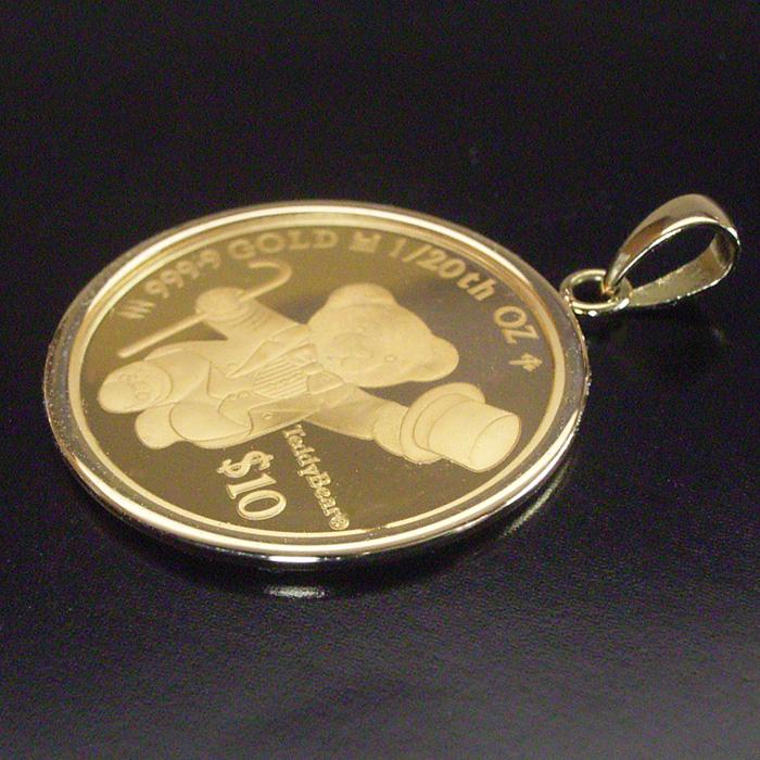 2026年限定品 純金 コインネックレス 金貨 24金 K24 1/20oz テディベア ペンダントトップのみ 世界1000枚限定 2営業日前後の発送の画像