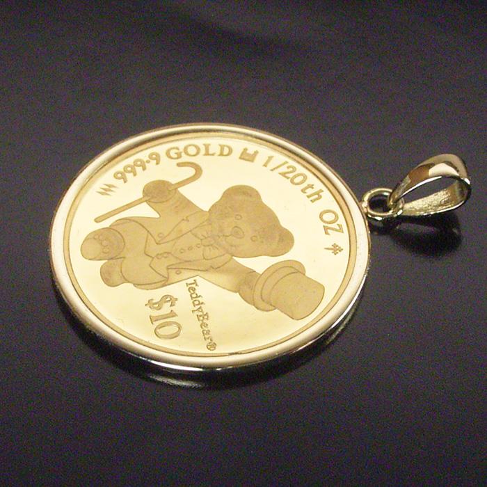 2026年限定品 純金 コインネックレス 金貨 24金 K24 1/20oz テディベア ペンダントトップのみ 世界1000枚限定 2営業日前後の発送の画像