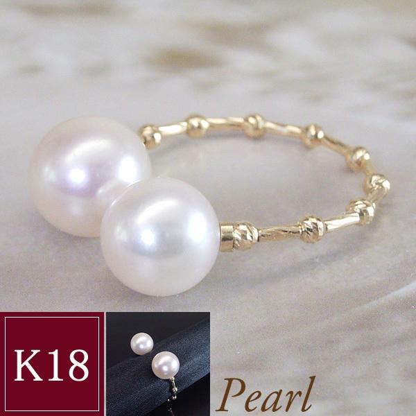 K18 本真珠 パール リング 指輪 フリーサイズ プレゼント 女性 2営業日前後の発送予定