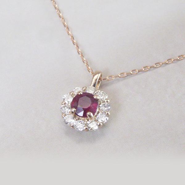ヴィーナスジュエリー ネックレス ルビー 天然 ダイヤモンド