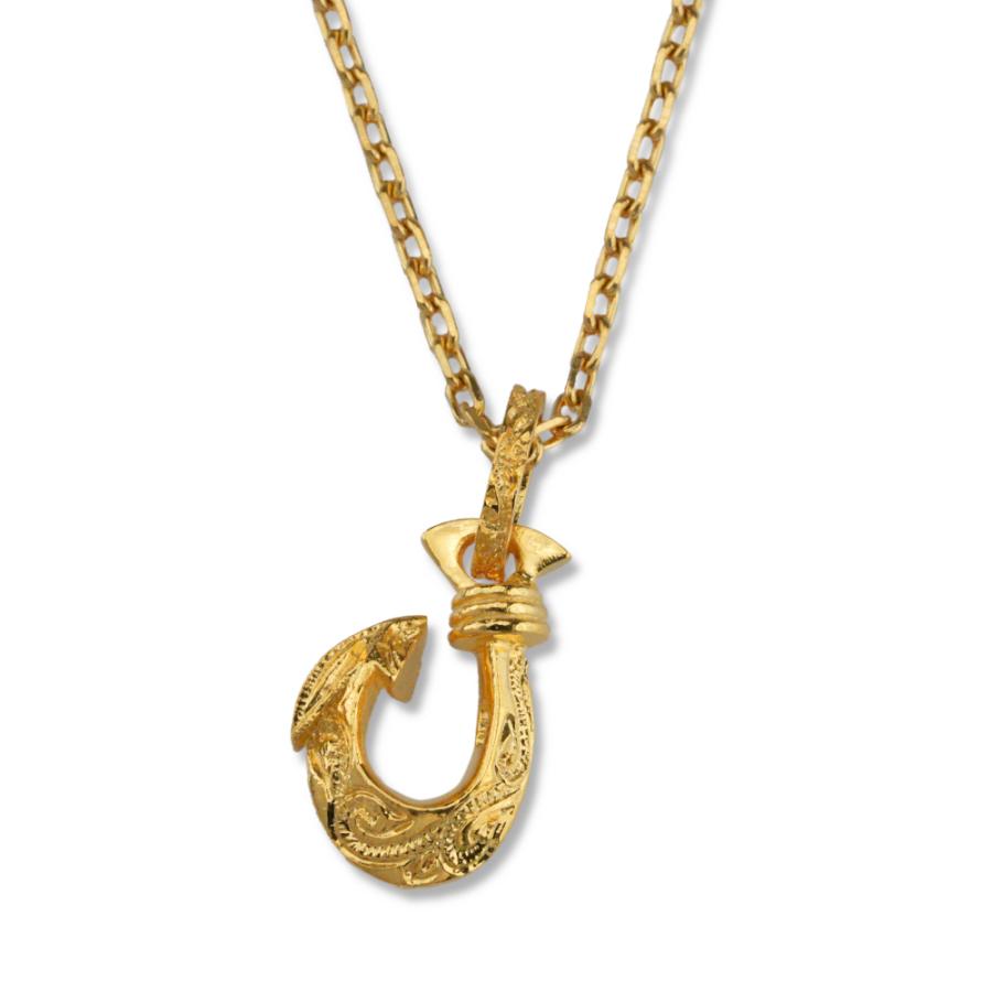 メンズネックレス フィッシュフック 24K ゴールドコーティング