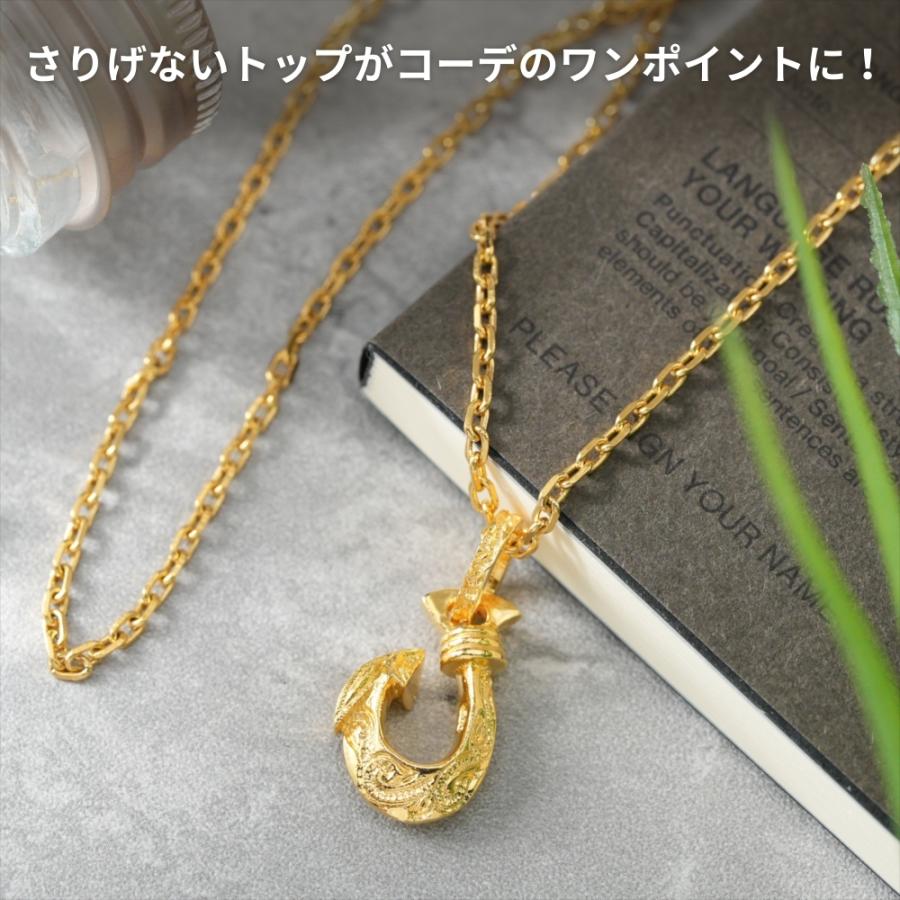 メンズネックレス フィッシュフック 24K ゴールドコーティング