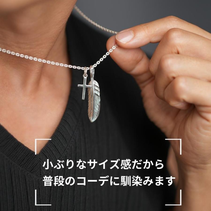 フェザー クロス ネックレス シルバー 925 シルバーネックレス