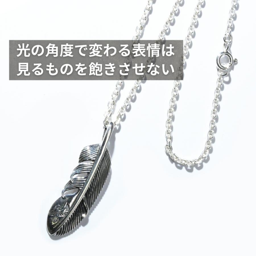 メンズネックレス シルバー 925 フェザー 羽根 ネックレス イーグル