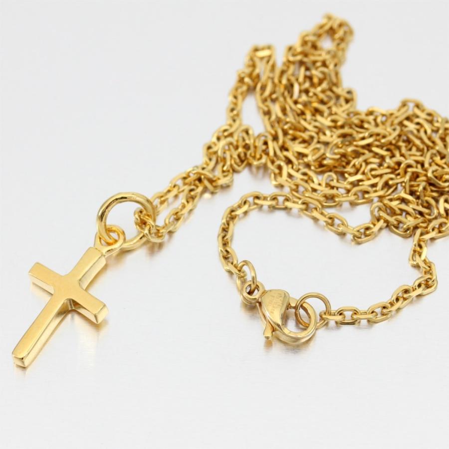 メンズ 24K ゴールド コーティング クロス 十字 ネックレス シルバー 
