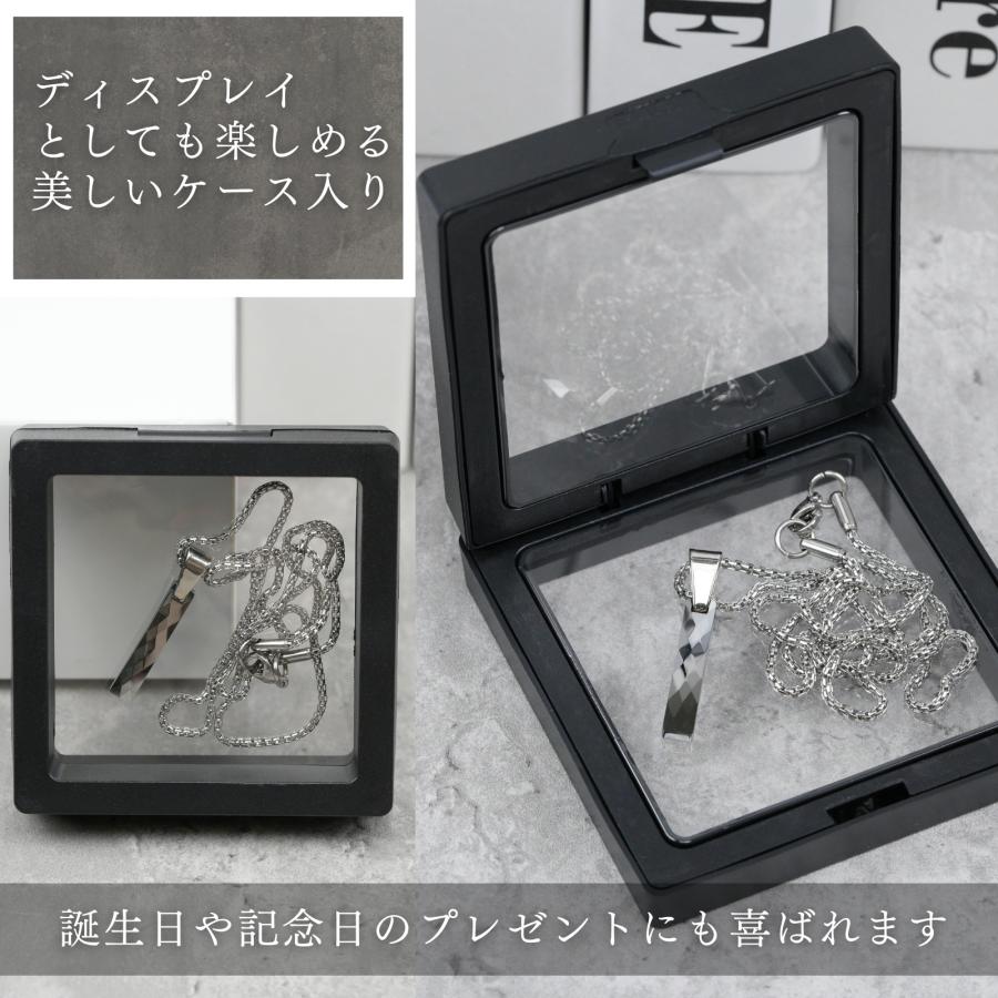 タングステン ネックレス メンズ 多面カット 細身ペンダント 316L 