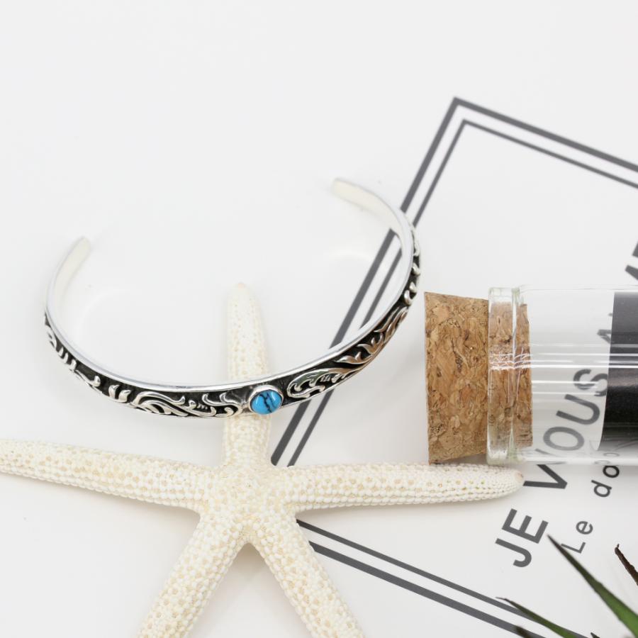 スターリング シルバー 925 ブレスレット ターコイズ アラベスク 唐草