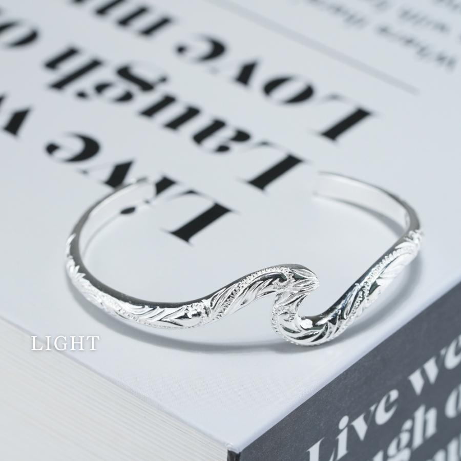 シルバーバングル メンズ ブレスレット ハワイアン スクロール