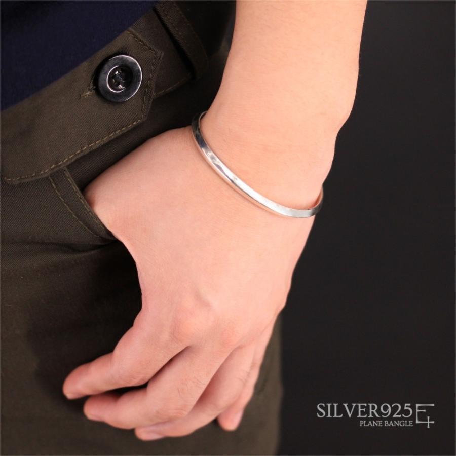 シルバー 925 シンプル プレーン バングル メンズ ブレスレット カフ